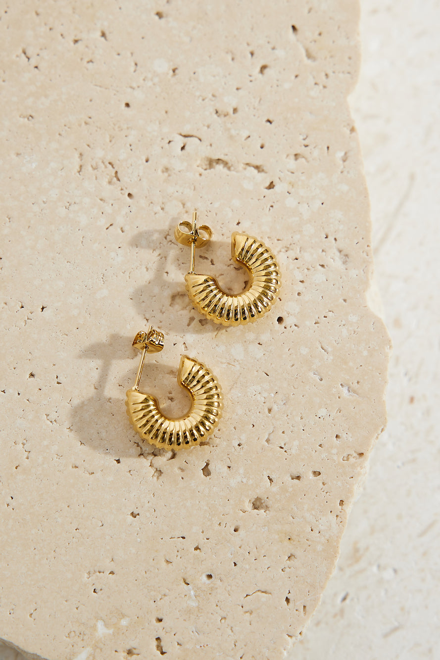 18k Gold Plated Spring Into Step Hoop Earrings Gold