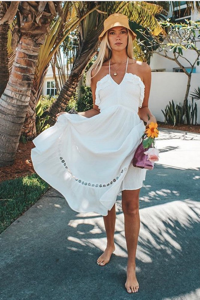 Santa Elena Midi Dress White