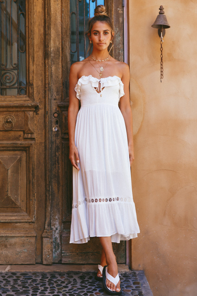 Santa Elena Midi Dress White