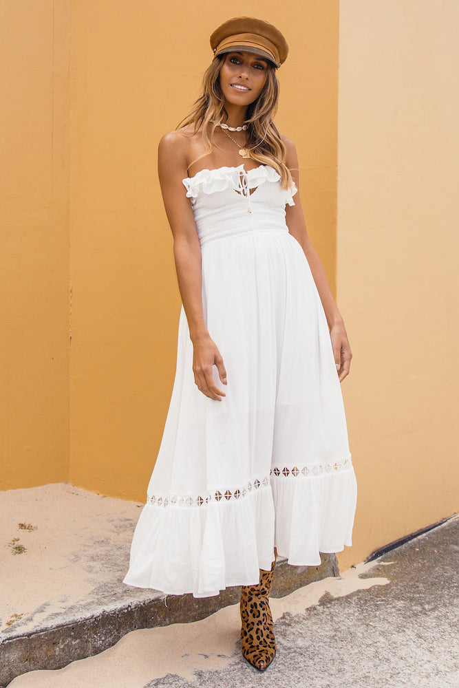 Santa Elena Midi Dress White