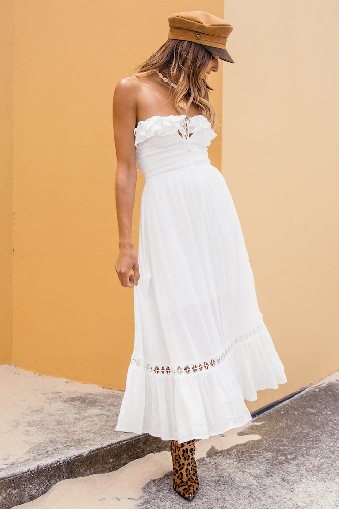 Santa Elena Midi Dress White
