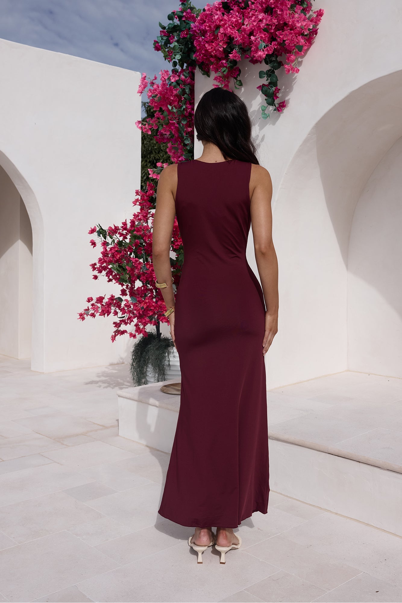 Coastal Caprice Maxi Dress Burgundy