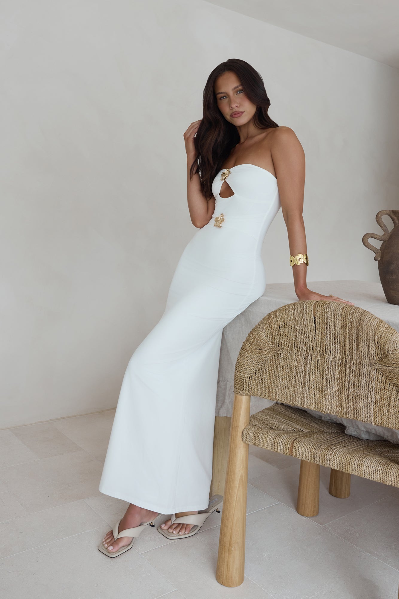 Sandy Stars Strapless Maxi Dress White