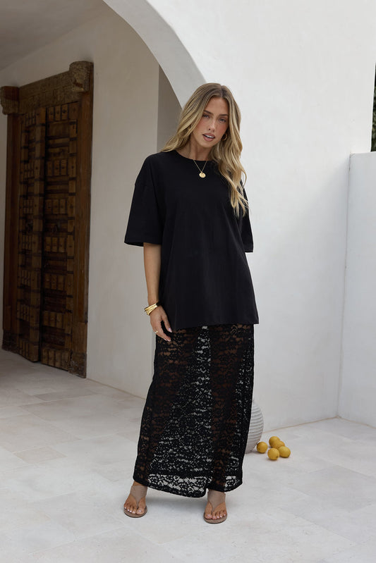Lover Of The Moon Lace Maxi Skirt Black