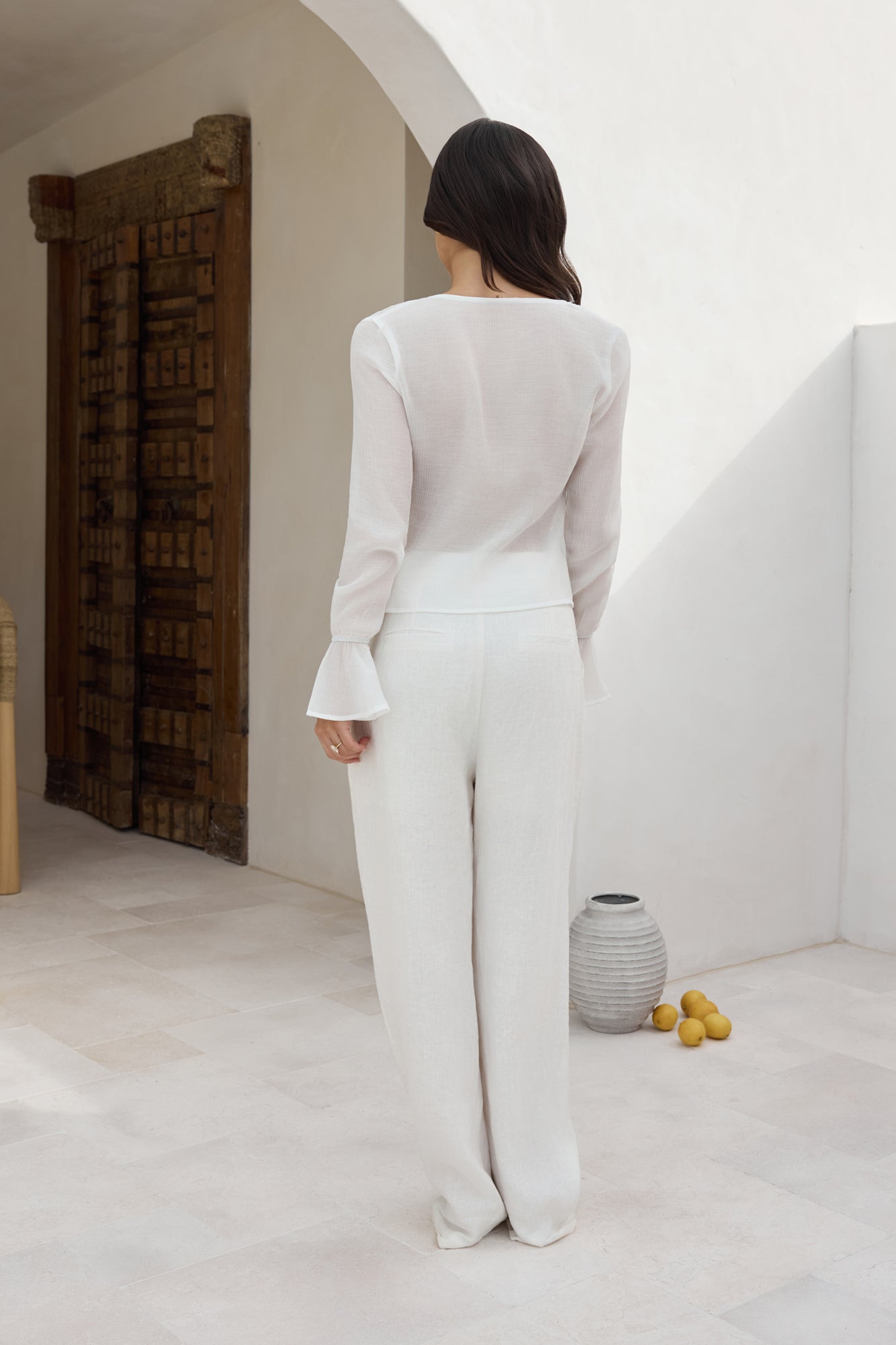 Peaceful Days Long Sleeve Top White