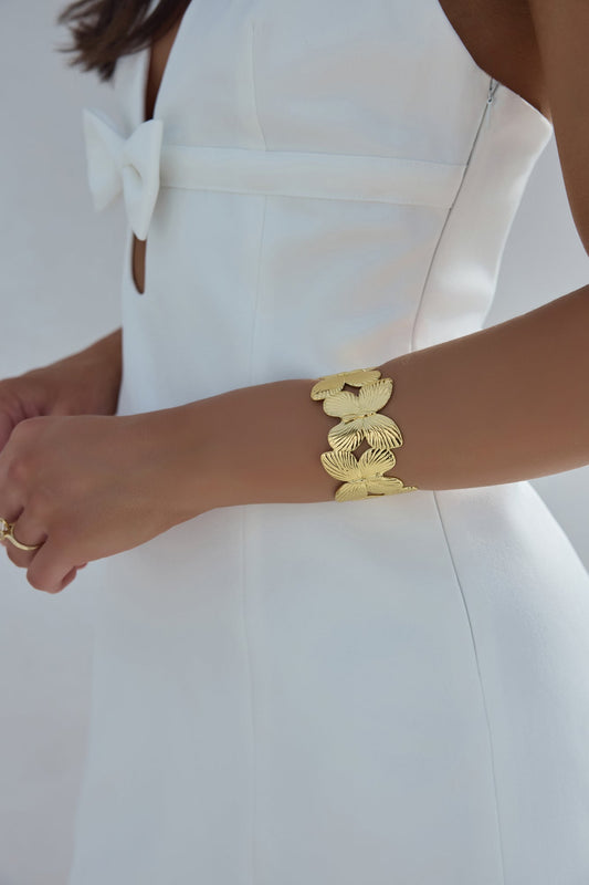 18k Gold Plated Floral Breeze Cuff Bracelet Gold