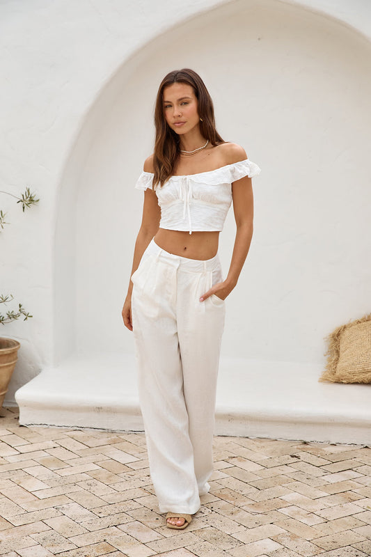 Whispering Willows Crop Top White