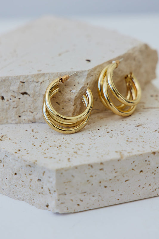 Life In Threes Earrings Gold
