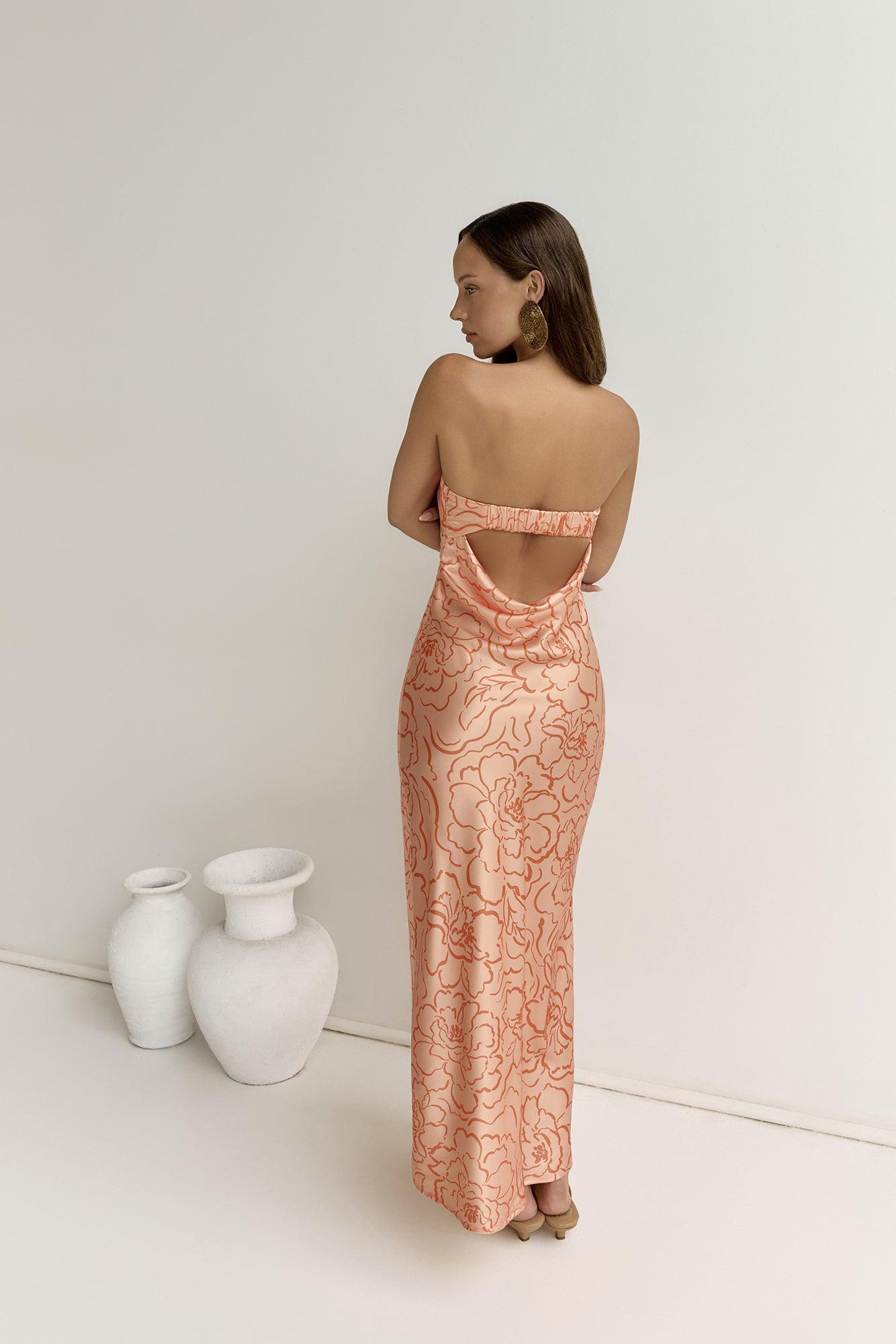 Staying True Strapless Maxi Dress Orange