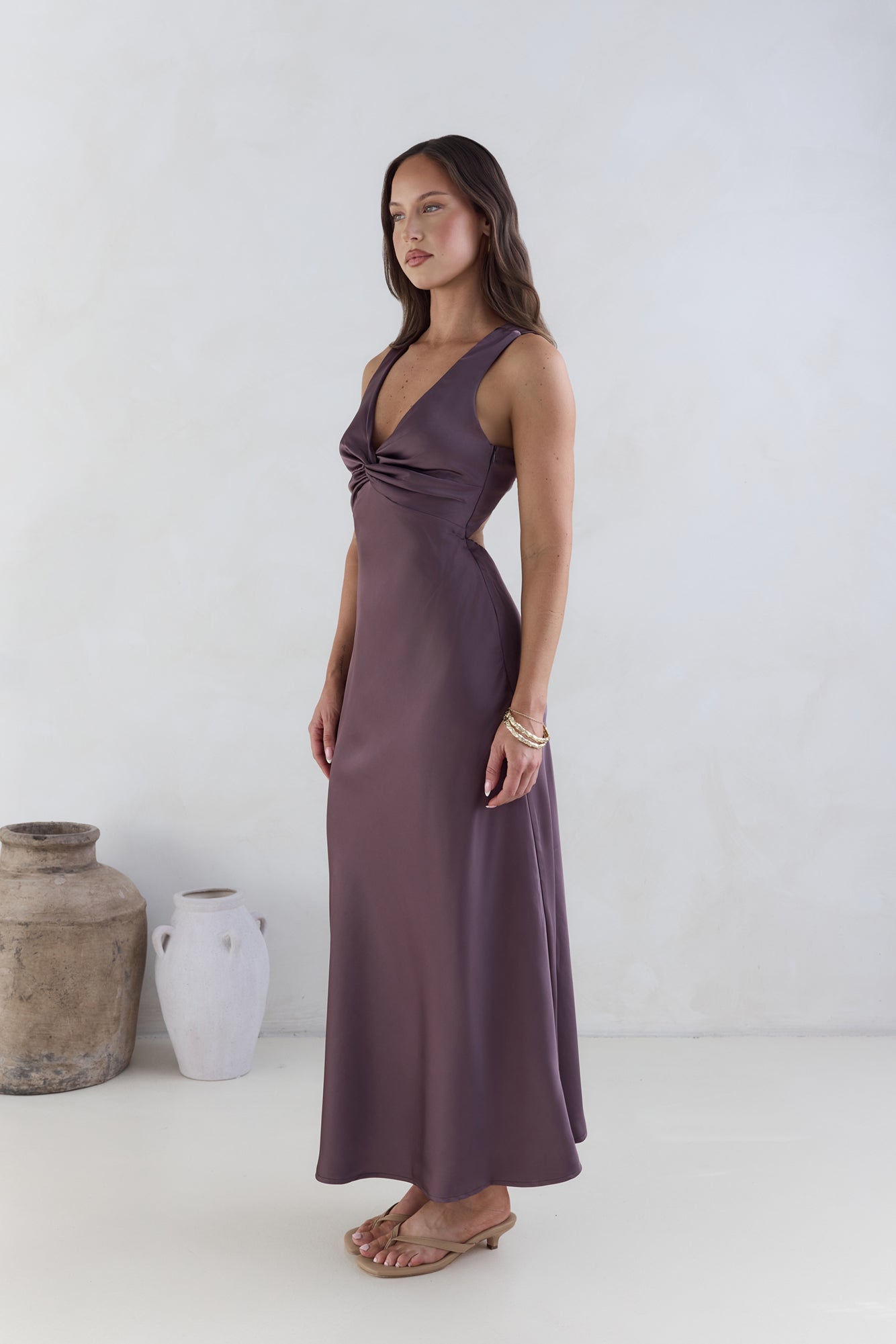 Island Reverie Satin Maxi Dress Purple
