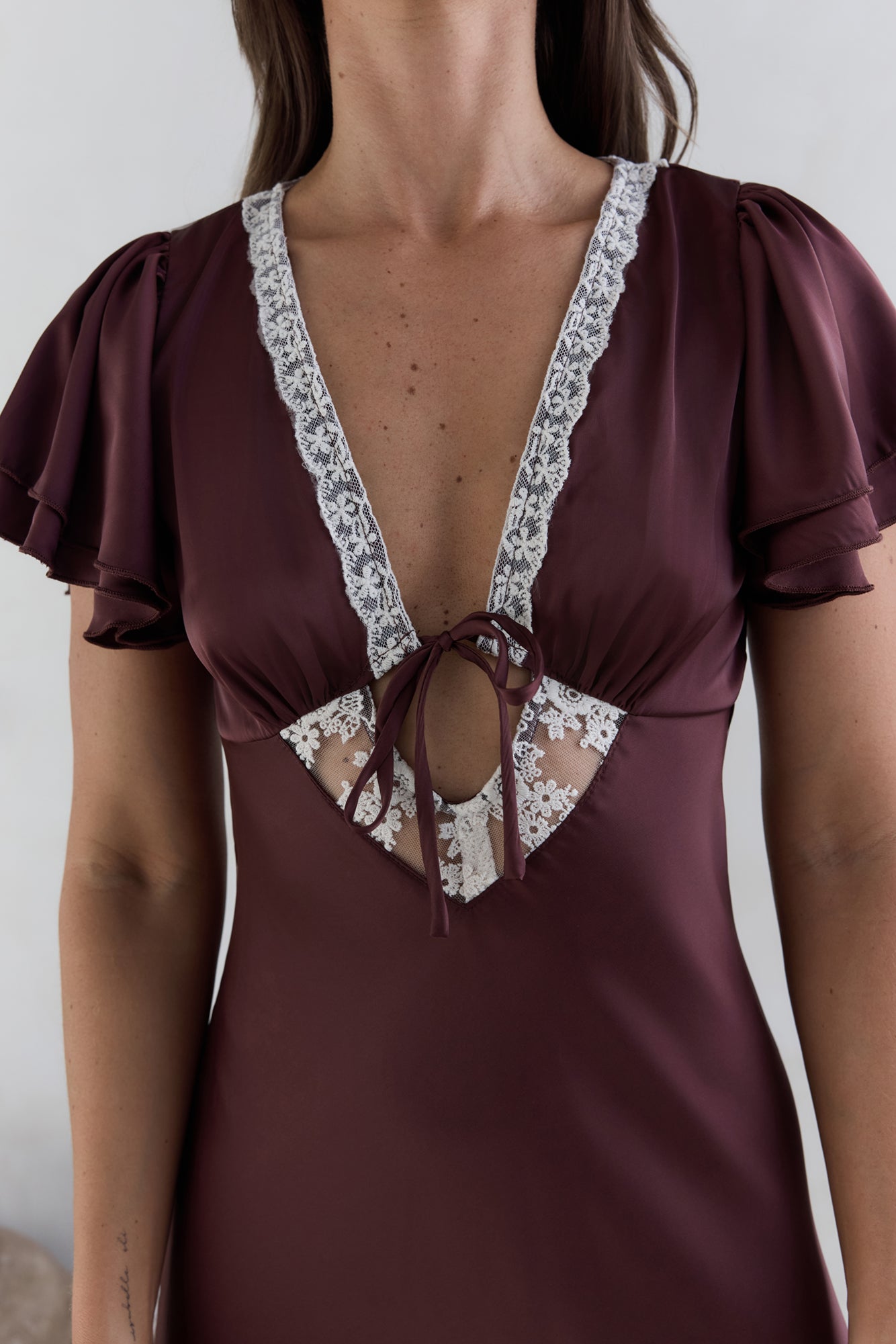 Postcard Dreams Satin Maxi Dress Brown