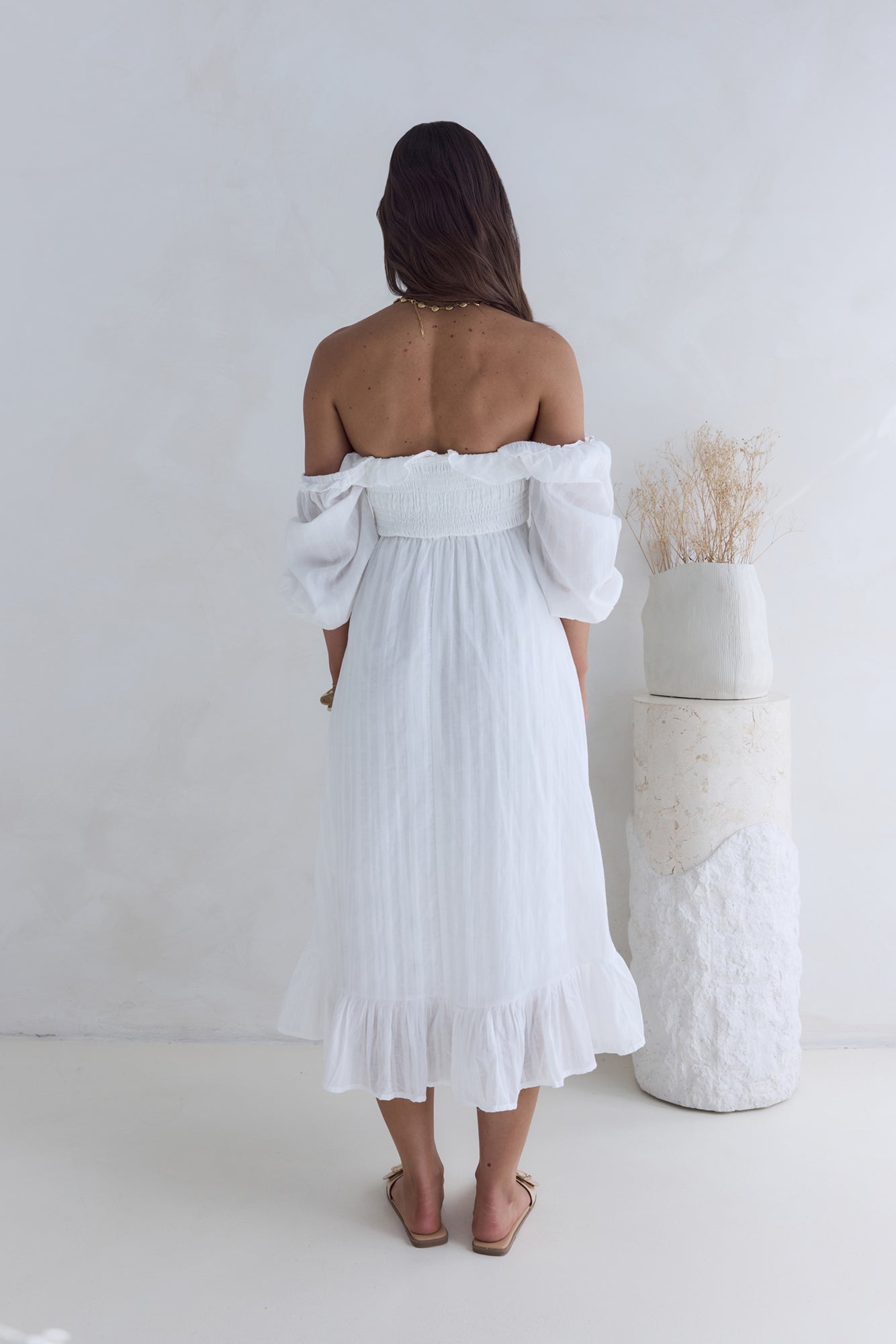 Loved By The Moon Midi Dress White