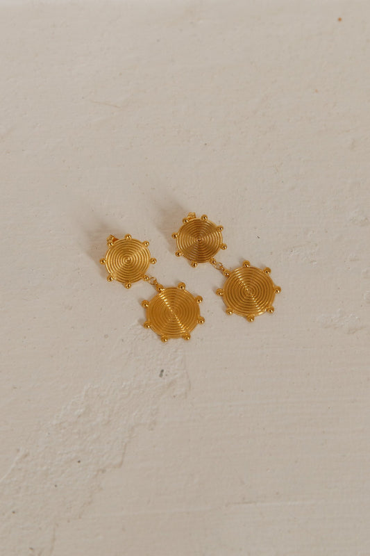 18K Gold Plated Blazing Dangle Earrings Gold
