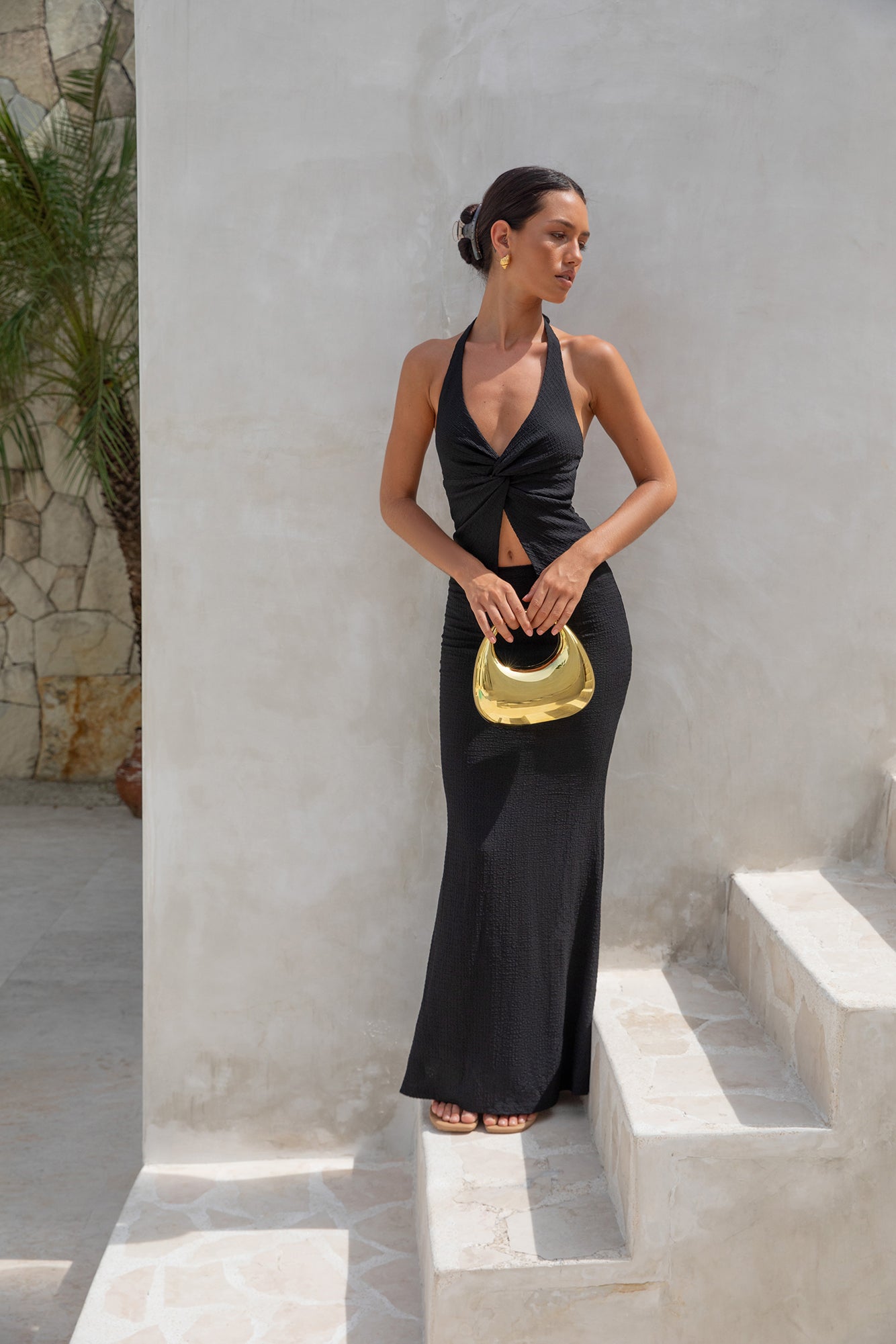 Palm Tree Paradise Maxi Skirt Black