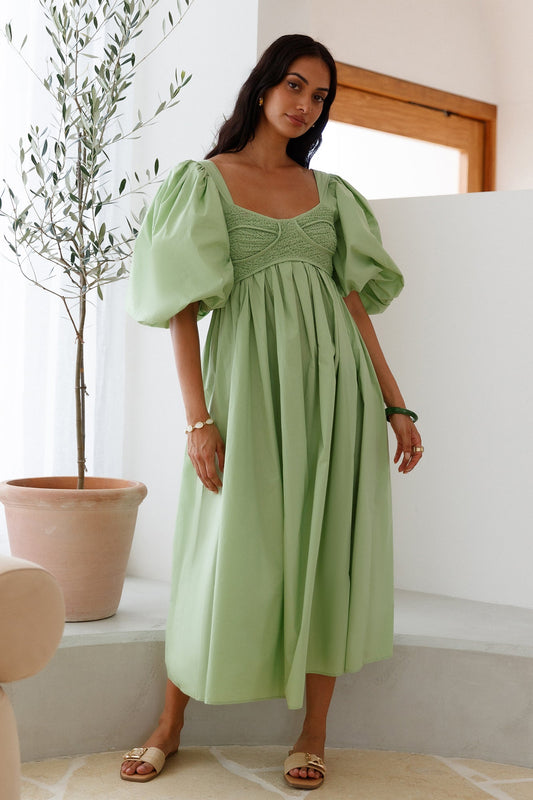 Peaceful Shores Midi Dress Green