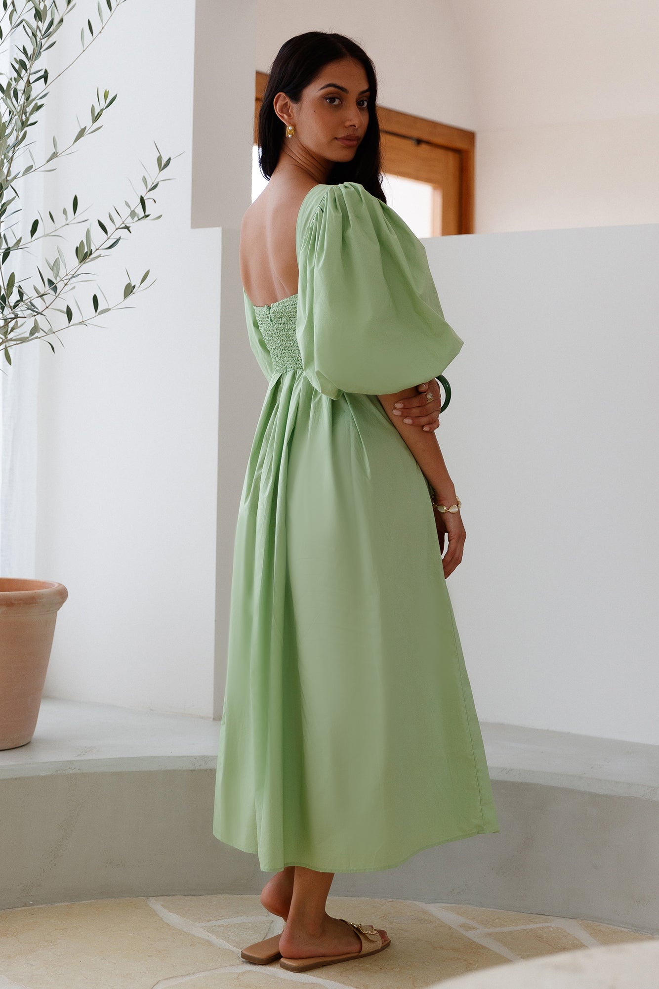 Peaceful Shores Midi Dress Green