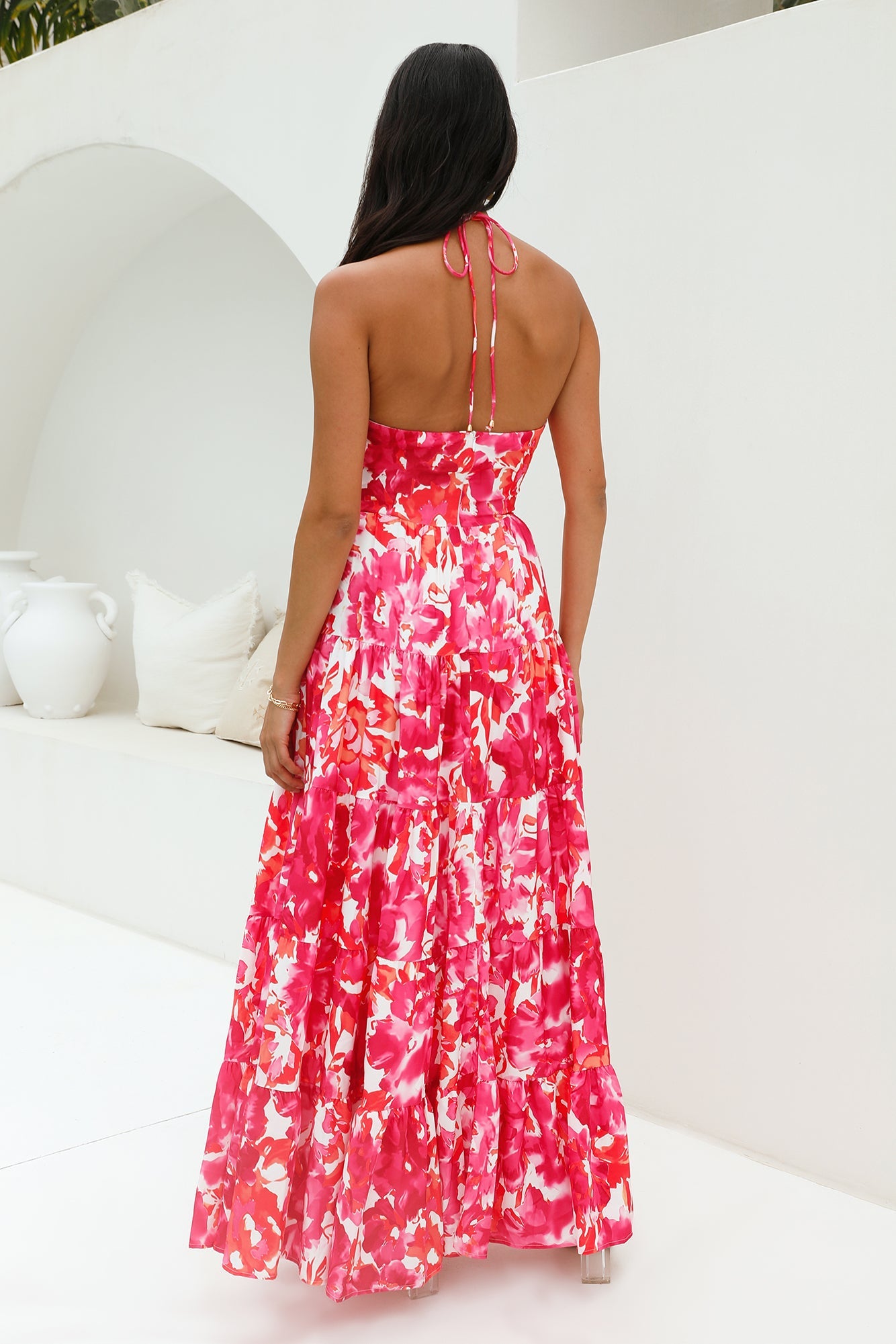 Enrichment Halter Maxi Dress Pink