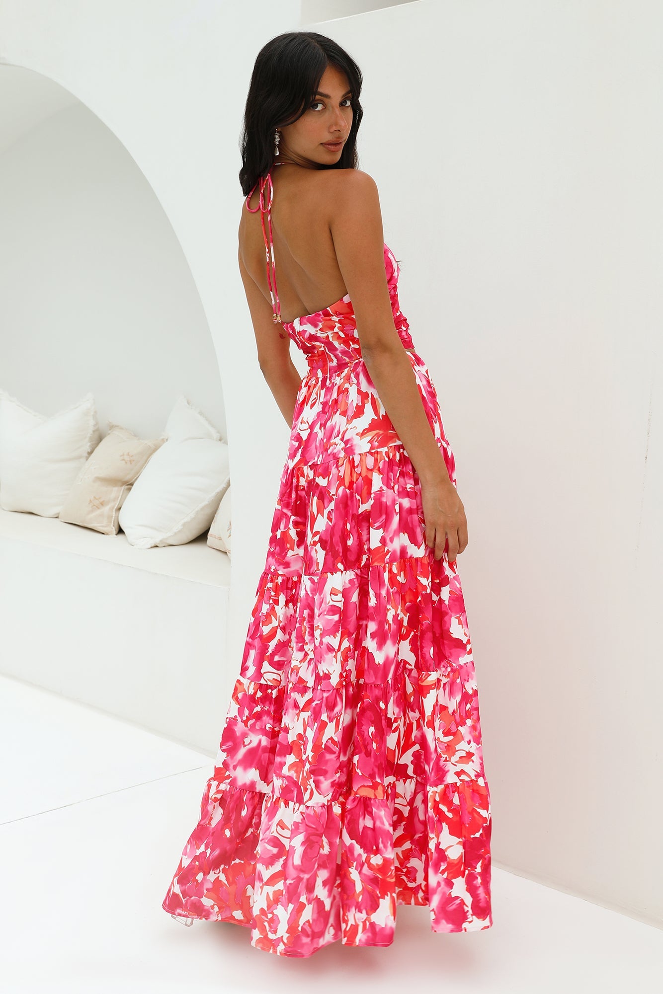 Enrichment Halter Maxi Dress Pink