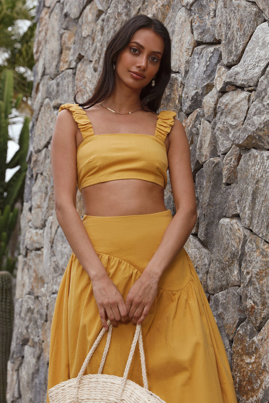 Mango Trees Crop Top Mustard